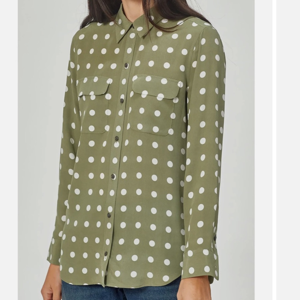 Equipment Dot-Print Button-Front Silk Signature Shirt - Picture 2 of 4